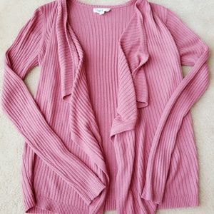 Pink open front cardigan
